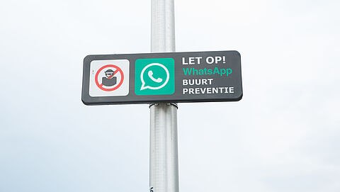 Afbeelding van een bordje whatsapp buurtpreventie